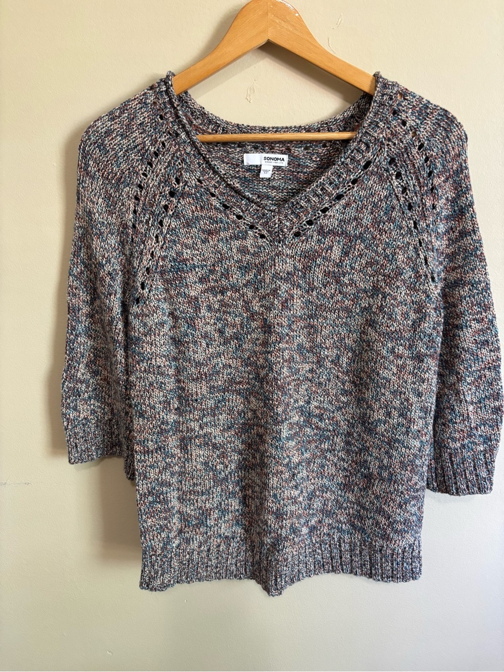 Sonoma Multi Colored V-Neck Knit Sweater